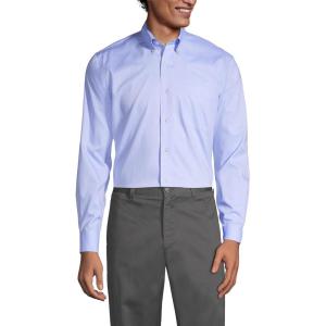 Lands’ End School Uniform Men’s Long Sleeve No Iron Pinpoint Dress Shirt(Blue)
