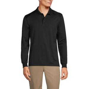 Lands’ End School Uniform Men’s Long Sleeve Rapid Dry Polo Shirt(Black)