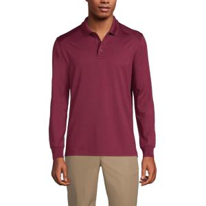 Lands’ End School Uniform Men’s Long Sleeve Rapid Dry Polo Shirt(Burgundy)