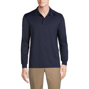 Lands’ End School Uniform Men’s Long Sleeve Rapid Dry Polo Shirt(Classic Navy)