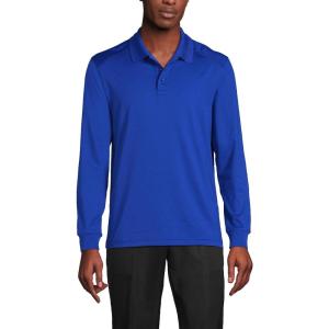 Lands’ End School Uniform Men’s Long Sleeve Rapid Dry Polo Shirt(Cobalt)