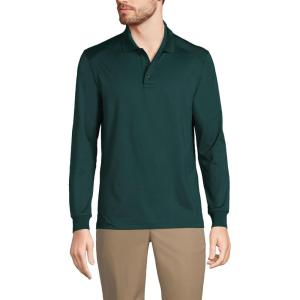 Lands’ End School Uniform Men’s Long Sleeve Rapid Dry Polo Shirt(Evergreen)