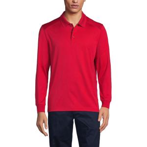 Lands’ End School Uniform Men’s Long Sleeve Rapid Dry Polo Shirt(Red)