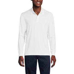 Lands’ End School Uniform Men’s Long Sleeve Rapid Dry Polo Shirt(White)