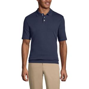Lands’ End School Uniform Men’s Short Sleeve Banded Bottom Polo Shirt(Classic Navy)