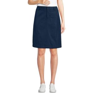 Lands’ End School Uniform Women’s Chino Skirt with Shorts Underneath – 23″ Length Stretch Fabric, 5 Pockets, Machine Washable(Classic Navy)