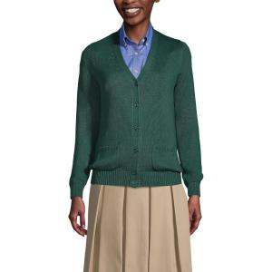 Lands’ End School Uniform Women’s Cotton Modal Button Front Cardigan Sweater(Evergreen)