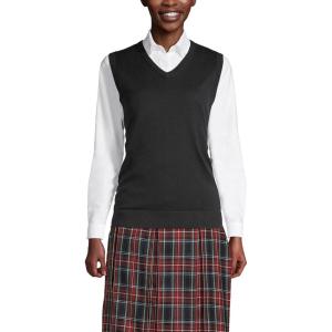 Lands’ End School Uniform Women’s Cotton Modal Fine Gauge Sweater Vest(Black)