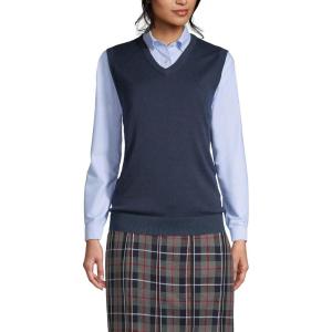 Lands’ End School Uniform Women’s Cotton Modal Fine Gauge Sweater Vest(Classic Navy)