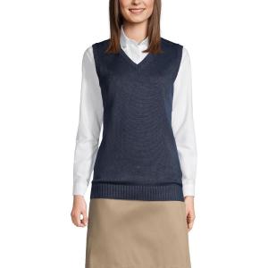 Lands’ End School Uniform Women’s Cotton Modal Sweater Vest(Classic Navy)
