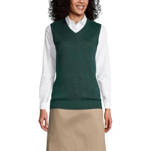 Lands’ End School Uniform Women’s Cotton Modal Sweater Vest(Evergreen)