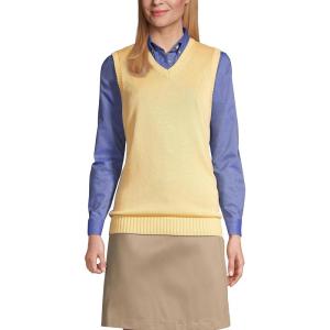 Lands’ End School Uniform Women’s Cotton Modal Sweater Vest(Maize)