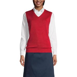 Lands’ End School Uniform Women’s Cotton Modal Sweater Vest(Red)