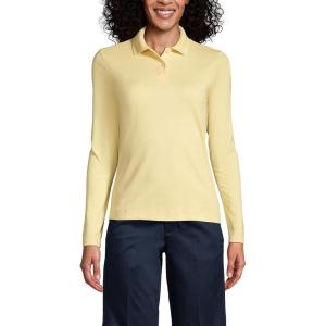 Lands’ End School Uniform Women’s Long Sleeve Feminine Fit Interlock Polo Shirt(Maize)