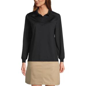 Lands’ End School Uniform Women’s Long Sleeve Rapid Dry Polo Shirt(Black)