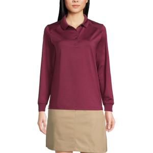 Lands’ End School Uniform Women’s Long Sleeve Rapid Dry Polo Shirt(Burgundy)