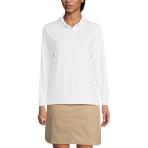 Lands’ End School Uniform Women’s Long Sleeve Rapid Dry Polo Shirt(White)