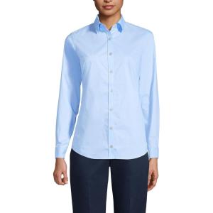Lands’ End School Uniform Women’s No Gape Long Sleeve Stretch Shirt(Light Sea Blue)