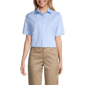 Lands’ End School Uniform Women’s No Gape Short Sleeve Stretch Shirt(Light Sea Blue)