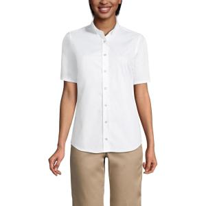 Lands’ End School Uniform Women’s No Gape Short Sleeve Stretch Shirt(Pearl White)
