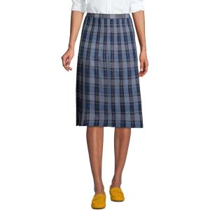 Lands’ End School Uniform Women’s Plaid Pleated Skirt Below The Knee(Classic Navy Plaid)