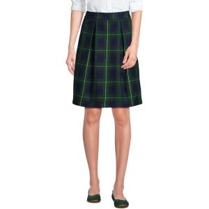 Lands’ End School Uniform Women’s Plaid Pleated Skort Top of Knee(Plaid Hunter/Classic Navy)