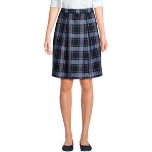 Lands’ End School Uniform Women’s Plaid Skort Top of Knee(Classic Navy Plaid)