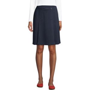 Lands’ End School Uniform Women’s Ponte Button Front Skort(Classic Navy)