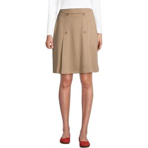 Lands’ End School Uniform Women’s Ponte Button Front Skort(Khaki)