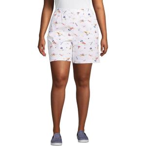 Lands’ End School Uniform Women’s Pull-On 7″ Chino Shorts(White Beach Scenic)