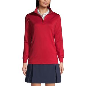 Lands’ End School Uniform Women’s Quarter Zip Pullover(Red)