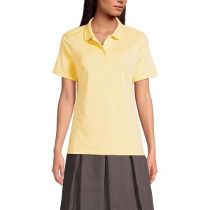 Lands’ End School Uniform Women’s Short Sleeve Feminine Fit Interlock Polo Shirt(Maize)
