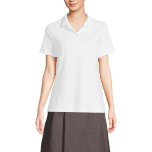 Lands’ End School Uniform Women’s Short Sleeve Feminine Fit Interlock Polo Shirt(White)