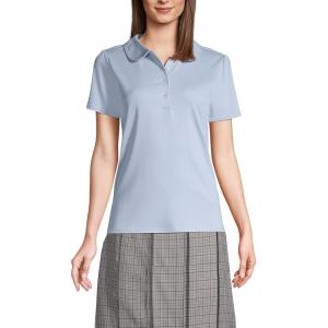 Lands’ End School Uniform Women’s Short Sleeve Peter Pan Collar Polo Shirt(Blue)