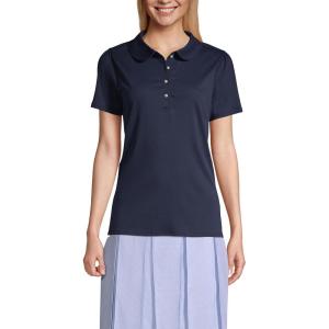 Lands’ End School Uniform Women’s Short Sleeve Peter Pan Collar Polo Shirt(Classic Navy)