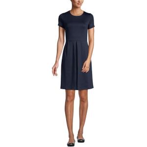 Lands’ End School Uniform Women’s Short Sleeve Ponte Dress(Classic Navy)