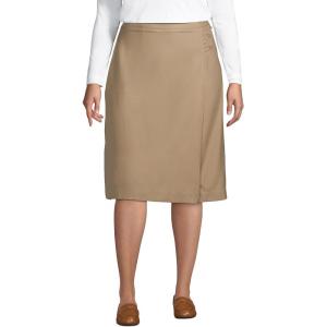 Lands’ End School Uniform Women’s Solid A-line Skirt Below The Knee(Khaki)
