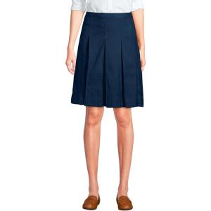 Lands’ End School Uniform Women’s Solid Box Pleat Skirt Above Knee(Academic Classic Navy)