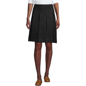 Lands’ End School Uniform Women’s Solid Box Pleat Skirt Above Knee(Black)