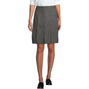Lands’ End School Uniform Women’s Solid Box Pleat Skirt Above Knee(Gray)