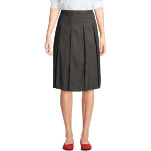 Lands’ End School Uniform Women’s Solid Box Pleat Skirt Below The Knee(Academic Gray)