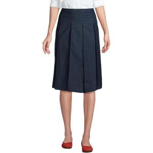 Lands’ End School Uniform Women’s Solid Box Pleat Skirt Below The Knee(Classic Navy)