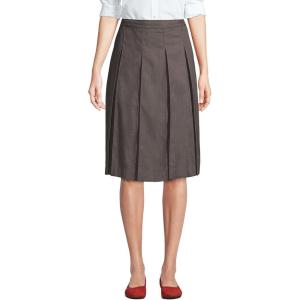 Lands’ End School Uniform Women’s Solid Box Pleat Skirt Below The Knee(Gray)