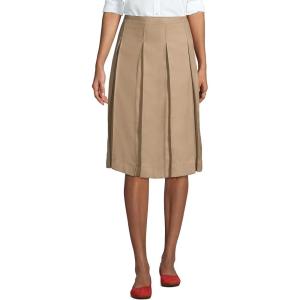 Lands’ End School Uniform Women’s Solid Box Pleat Skirt Below The Knee(Khaki)