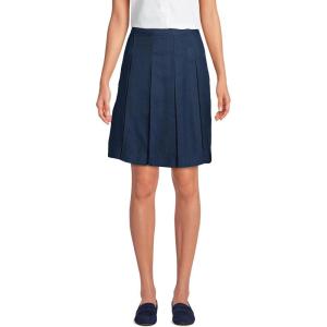 Lands’ End School Uniform Women’s Solid Box Pleat Skirt Top of Knee(Academic Classic Navy)