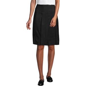 Lands’ End School Uniform Women’s Solid Box Pleat Skirt Top of Knee(Black)