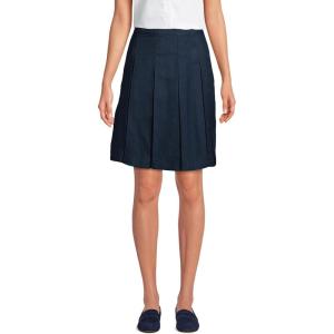 Lands’ End School Uniform Women’s Solid Box Pleat Skirt Top of Knee(Classic Navy)