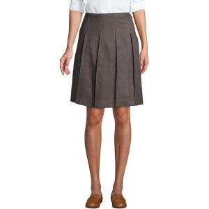 Lands’ End School Uniform Women’s Solid Box Pleat Skirt Top of Knee(Gray)