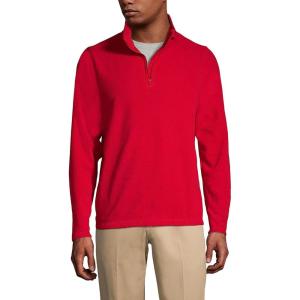 Lands’ End School Uniform Young Men’s Lightweight Fleece Quarter Zip Pullover(Red)