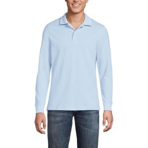 Lands’ End School Uniform Young Men’s Long Sleeve Mesh Polo Shirt(Blue)
